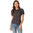 thumbnail image 1 of INSPIRE CHIC Women's Puff Sleeves Turndown Collar Button Down Floral Blouse, 1 of 6