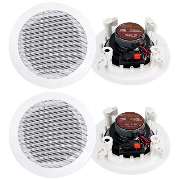 4) New PYLE PRO PDIC61RD 6.5'' White 400W 2-Way In-Ceiling/Wall Speakers System