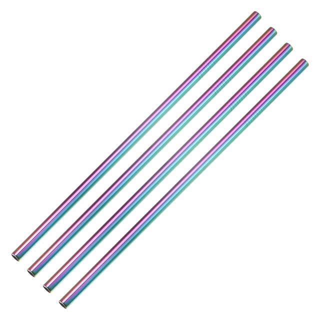 Reutilizables Metal Pajitas 4 uds, Inoxidable Acero Recto Beber Pajita 10.5" x 0.3" Apto para Leche Batido Bebida Jugo - Arcoíris Color