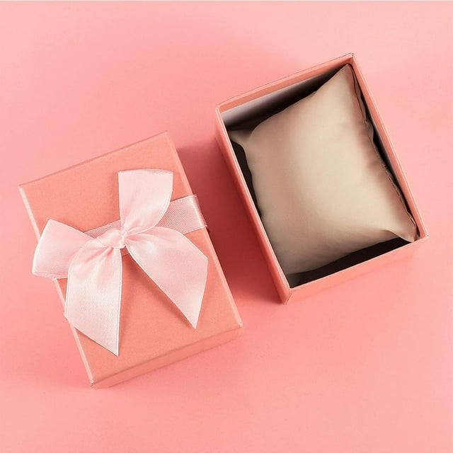 Hltser Watch Storage Gift Box Set Bowknot Watch Case Watch Gift Bracelet Box with Pillow Wrist Watch/Bangle Pillow Box Single Compartment Display Storage Box for Christmas Anniversary