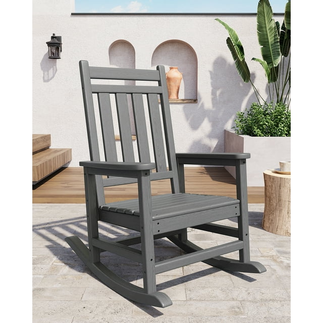Gaderth Adirondack Rocking Chair,All Weather Plastic Adirondack Rocker,Outdoor Rocking Chair,Patio Chair Lawn Chair With High Back For Garden Backyard Balcony Porch,1PCS