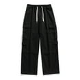 thumbnail image 4 of QATAINLAV Cargo Pants for Men Loose Fit Wide Leg Pants with Multi Pockets Outdoor Casual Drawstring Sweatpants Solid Color Work Trousers Black XXL, 4 of 9