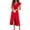 Red, variant on Women's Surplice Ruffled Cap Sleeve Zip Back Dress 100% Polyester Fabric Slit Detail Elegant Everyday Party Wear