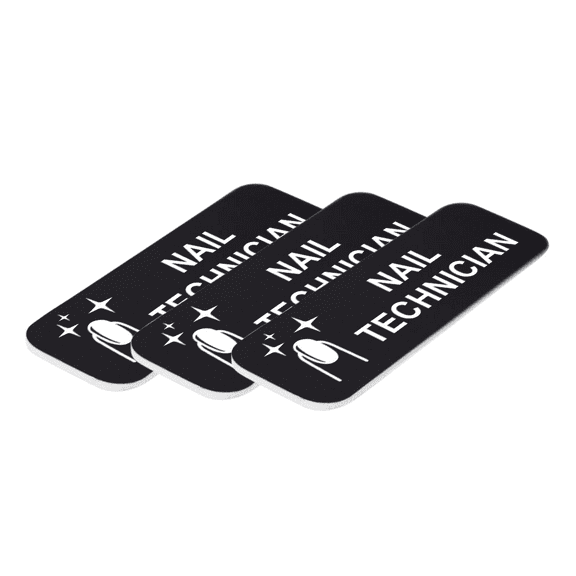 Nail Technician 1 x 3" Name Tag/Badge, Black, (3 Pack)