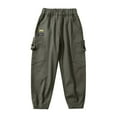 thumbnail image 5 of DEMISE Boys Black Pants Boys Pants Boys Cargo Joggers Pants Elastic Waist Casual Jogging Trousers Bottom for Kids(Green,5-6 Years), 5 of 5