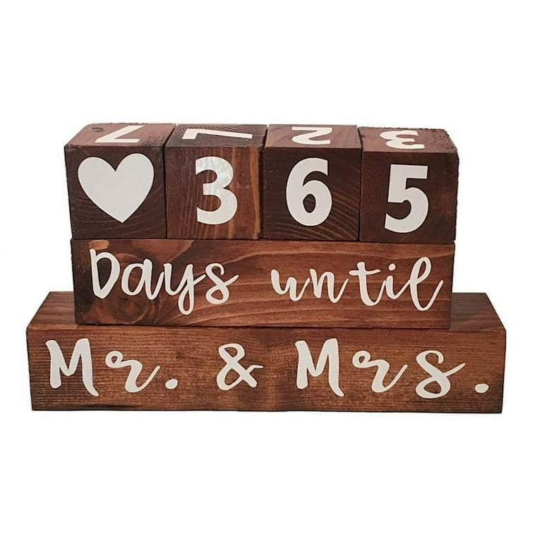 KOS Wooden Block Wedding Day Countdown Calendar / Clock – kos-wooden-block-wedding-day-countdown-calendar-clock-days-until-mr-mrs-and-years-since-we-said-i-do-gift-bride-groom-engagement-walmart-com
