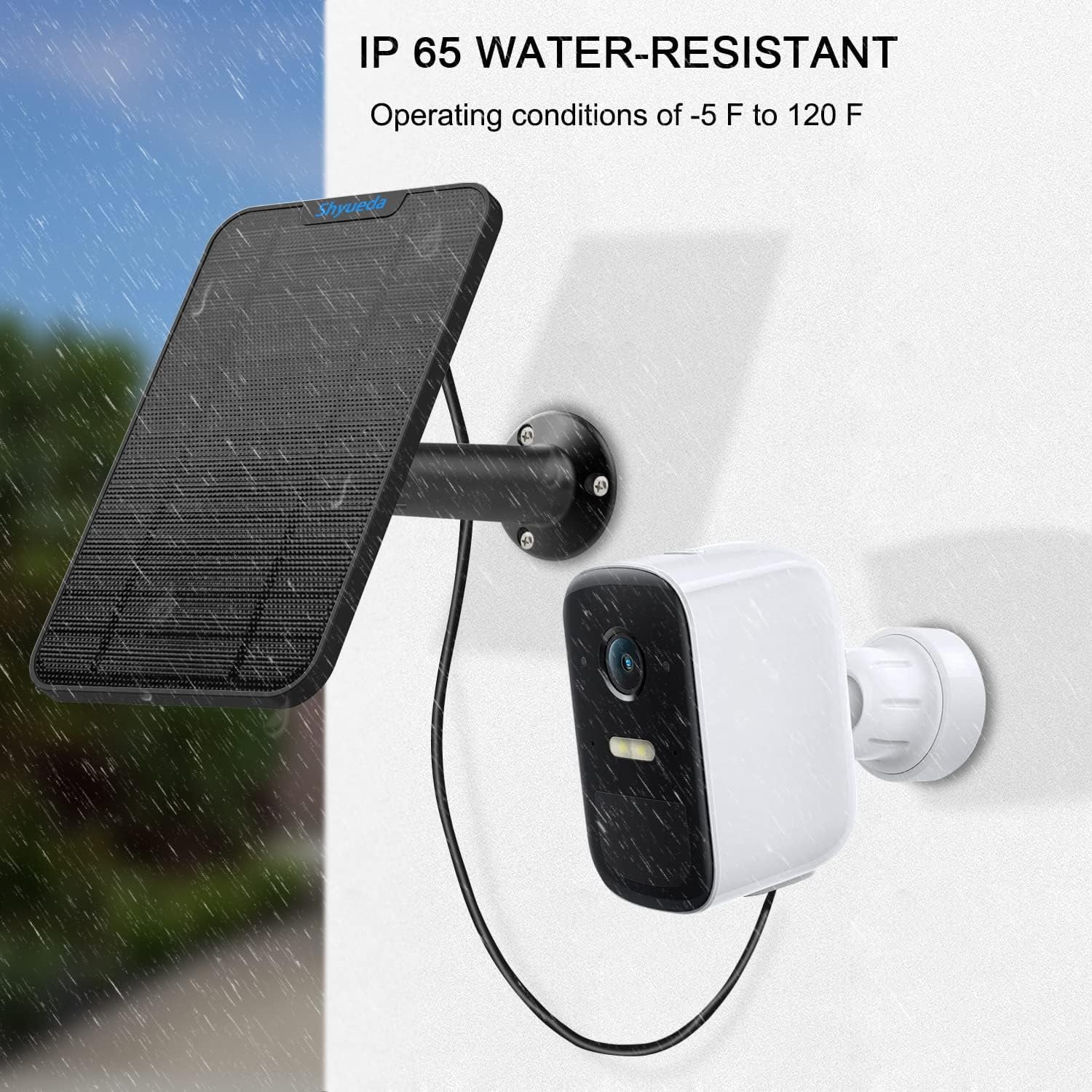 Solar Panel Compatible with Eufycam 3/3C/2C/2C Pro/2/2 Pro/E20/E40/E/S40/S220/L40/L20, with 13.1ft Waterproof Charging Cable, IP65 Weatherproof,Includes Micro USB to Type-c Adapter(Black)