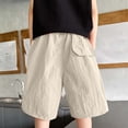 thumbnail image 6 of Girls Tennis Shorts Summer Thin Boys' Shorts Casual Children's Outdoor Baggy Long Shorts Beige 7-8Y, 6 of 6