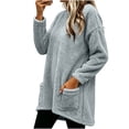 thumbnail image 2 of jobturf Sherpa Fleece Sweatshirts for Women Oversized Crewneck Sweatshirt with Pockets Winter Warm Loose Long Sleeve Tunic Tops XL, 2 of 5
