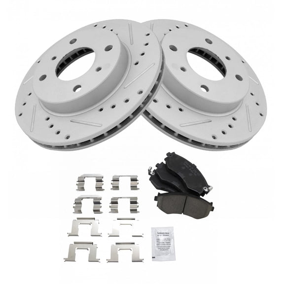 TRQ Front Performance Brake Pad & Rotor Kit Brake Pads Brake Rotors Set Ceramic Premium G-Coated Fits Select 1991-1996 INFINITI G20 1989-1993 Nissan 240SX 2000-2006 Sentra 1990-1992 Stanza