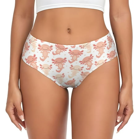 cute kawaii pink axolotl Womens Briefs Underwear  No Show Seamless Underwear for Women  Soft Stretch Women s Panties  Classic Hipster Panties Bikini Underwear Briefs for Ladies