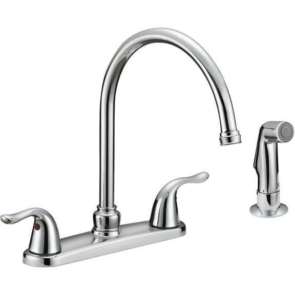 Two-Handle High-Rise Kitchen Faucet with Sidespray, Stainless Steel, EZ-10203
