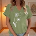 thumbnail image 3 of T Shirts for Women Summer Short Sleeve V Neck Casual Wildflower Graphic Tee Shirt Boho Tops, 3 of 5