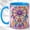 Blue, variant on Rainbow Dream Catcher Coffee Mug, Boho Floral Mug, Ceramic 11 oz