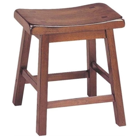 Hawthorne Collections 18" Modern Wood Saddle Bar Stool in Walnut (Set of 2)