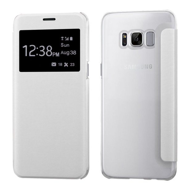 MyBat Folio Flip Cuir Housse de Téléphone pour Samsung Galaxy S8 Plus S8+, Blanc