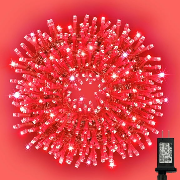 99FT 300 LED String Lights, Red Fairy Lights Plug in, 16 Modes Transparent Red Wire, 29V Low Voltage for Indoor Outdoor Christmas Wedding Party Decoration