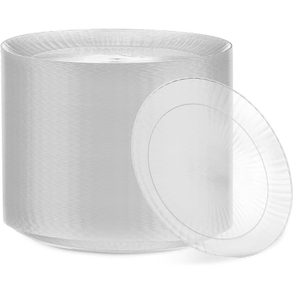 PLASTICPRO Clear Plastic Dessert Plates 10" Plastic Silverware for Party Supplies, 240 pcs