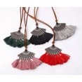thumbnail image 2 of GKNET Fashion Fan-shaped Tassel Necklace Rope Chain Silk Fabric Boho Choker Jewelry-Pink, 2 of 9