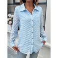 thumbnail image 4 of Women'S Button Down Shirts Long Sleeve V Neck Business Casual Plain Blouses Top Blue XL, 4 of 9