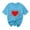 Blue, variant on Purcolt Valentines Day Shirts for Women Funny Love Heart Print Shirts Casual Round Neck Valentine Tunic Short Sleeve Tops