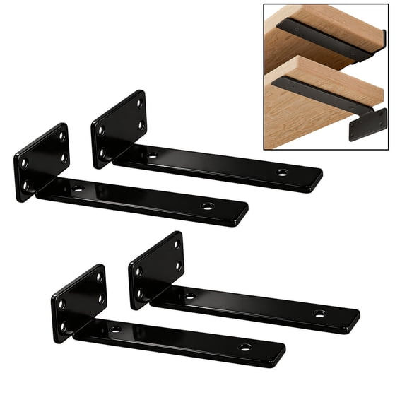 6 Inch Heavy Duty Floating Shelf Brackets, 5mm Thick Blind Shelf Supports Hidden Metal Brackets for Wall Mounted Wood Shelves