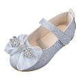 thumbnail image 6 of Mepaouo Toddler Girls Dress Shoes Ballerina Flat Mary Jane Bow Glitter Walking Party Slip on Loafers, 6 of 7