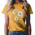 thumbnail image 2 of GEWSEY Women's Short Sleeve Crew Neck Sunflower Graphic Printed Summer Tee Vintage T Shirt Cotton Tops Novelty Cool Shirt (Gold, L), 2 of 6