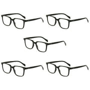 Stylish Against Blue Light Reading Glasses 100 Magnification 5PC Resin Lens Comfortable Fit For Elderly Eyes
