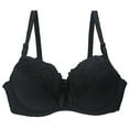 thumbnail image 3 of WREESH 3 Pack Women's Push Up Bra with Lace Embroidery Comfort Padded Add 1 Cup Plunge Underwirelift Supportive Bra Black, 3 of 4