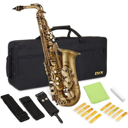 LyxJam Alto Saxophone, E Flat Brass Alto Sax Beginners Kit, Antique Bronze