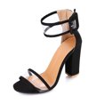 thumbnail image 4 of Anuirheih Fashion Women Slip-finger Buckle High Heels Thick Heel Single Shoes Sandals Sandals Women Clearance(Black), 4 of 7