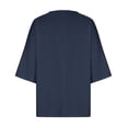 thumbnail image 4 of Birdeem Chemise Imitation Coton et Lin pour Femmes Manches 3/4 Col Rond T-Shirt Ample Décontracté Léger et à la Mode Haut d'Été, 4 of 10