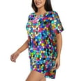 thumbnail image 2 of Naloa Colorful Tie Dye Stained Glass 2 Women's Short-Sleeved Pajama Set, Loungewear, Summer pajamas, Breathable Cozy - Medium, 2 of 9