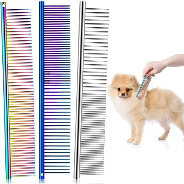 3 Pieces Pet Steel Combs Pet Dog Cat Grooming Comb Multi color Dog Comb with Stainless Steel Teeth