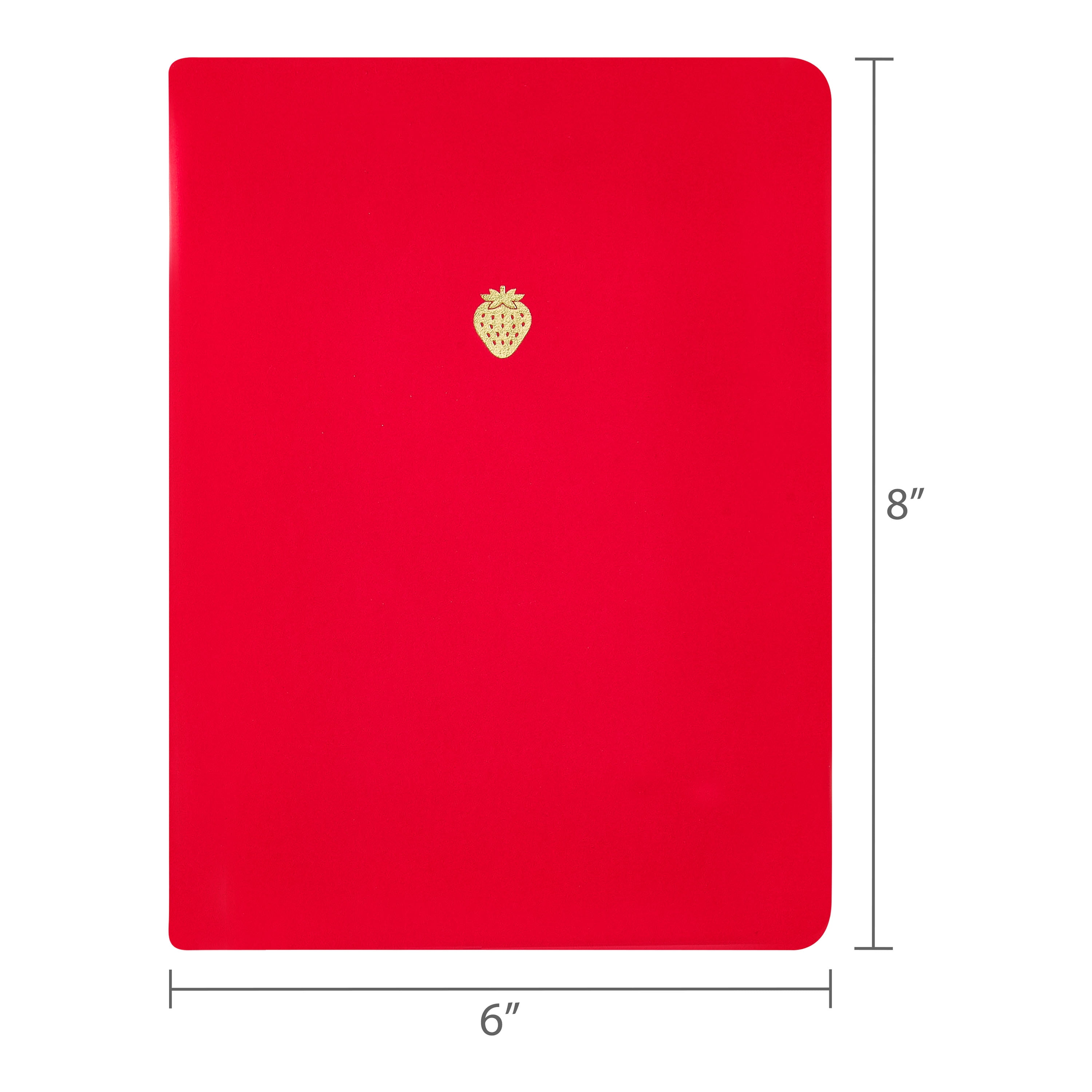 Pen+Gear Ruled Faux Suede Journal, 6" x 8", Red and Gold Strawberry, 160 Pages