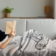 thumbnail image 3 of Skull Soft Flannel Fleece Throw Blanket, Punk Rocker Skeleton Boy on a Skateboard Skiing Abstract Background, Cozy Plush for Indoor and Outdoor Use, 50" x 60", Pale Grey and Cream, by Ambesonne, 3 of 5