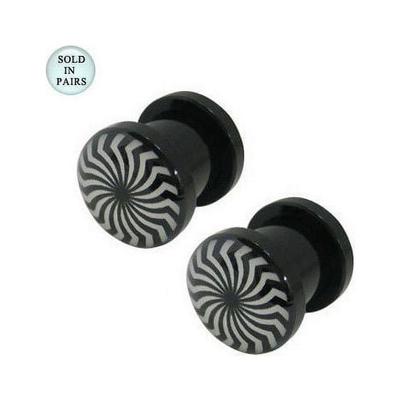 Zebra Striped Acrylic Ear Plugs Gauges Screw Fit - 6G to 1/2 Inch