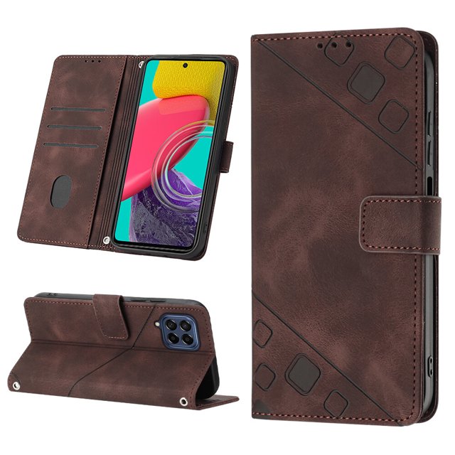 Compatible avec Samsung Galaxy M53 5G Étui en Cuir PU Classique Embossé avec Porte-Cartes Étui Antichoc
