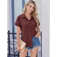 thumbnail image 2 of MOYIKO Short Sleeve Summer Tops for Women Casual Button Down Shirts Solid Business Work Blouses, 2 of 7