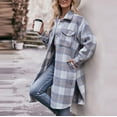 thumbnail image 6 of Herrnalise Womens Flannel Shacket Jacket Casual Plaid Wool Blend Button Down Long Sleeve Shirt Fall Clothes Outfits 2024 Gray,L, 6 of 9