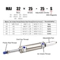 thumbnail image 6 of Pneumatic Cylingder Stainless Steel Stroke Adjustable Mini Cylinder MAJ16/20/25/32/40X25X50X75X100-25-50S ,Multifunctional, 6 of 6