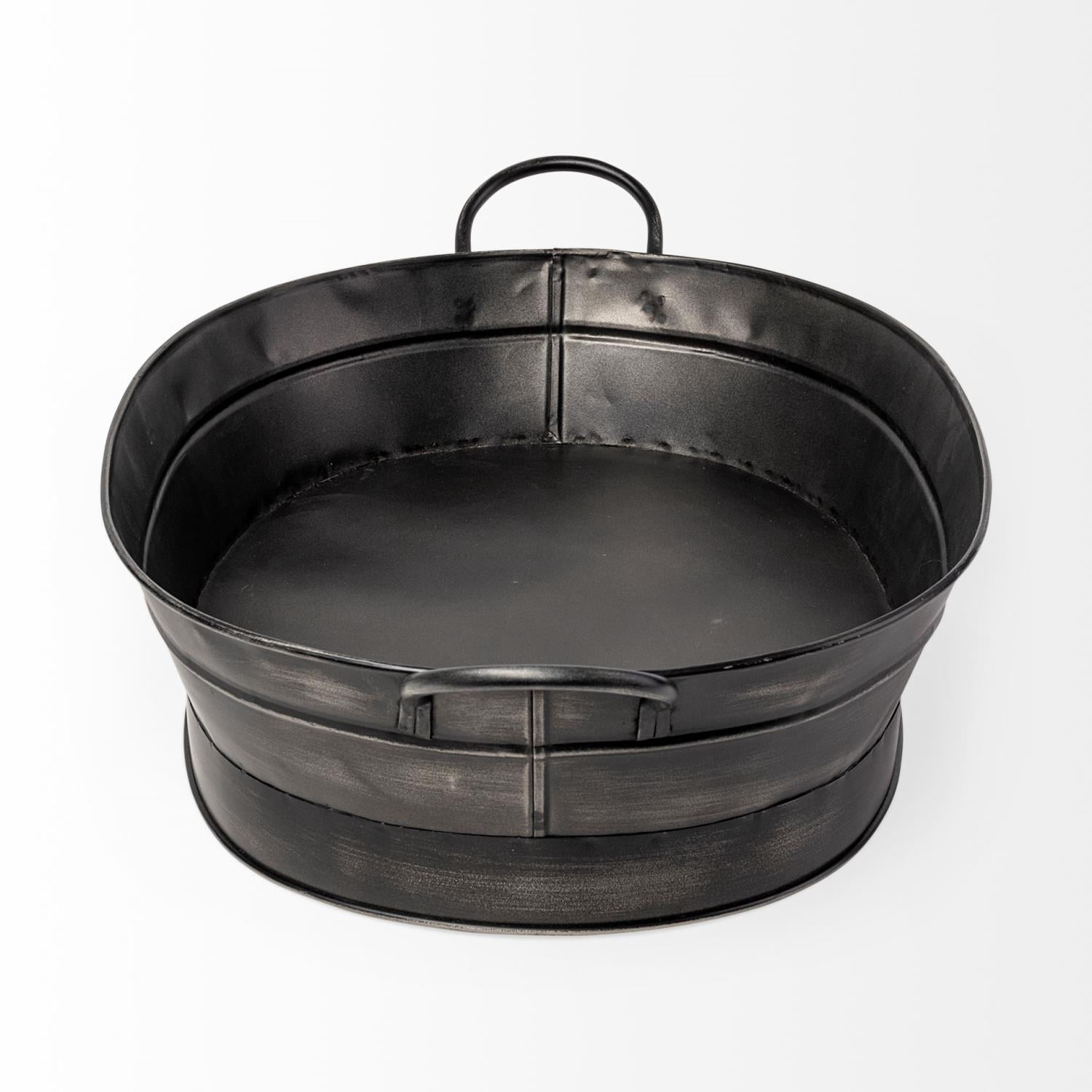 Mercana Reno 20L x 14W Black Metal Vintage Inspired Basket
