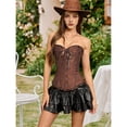 thumbnail image 4 of Tops de Corsé para Mujer, Lencería Moldeadora con Bustier, Body Push Up con Cintura de Encaje Café 5XL, 4 of 10