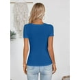 thumbnail image 3 of Women's Summer Scoop Neck Short Sleeve T-Shirts Ribbed Knit Slim Fitted Casual Basic Top, 3 of 7