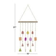 thumbnail image 3 of DecMode 37" Multi Colored Metal Indoor Outdoor Geometric Windchime with Stained Glass and Beads, 3 of 9