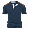 thumbnail image 7 of Mens Breathable Polo Shirt Short Sleeve Stand Collar T Shirt Color Block Top Casual Tee Navy XXXL, 7 of 7