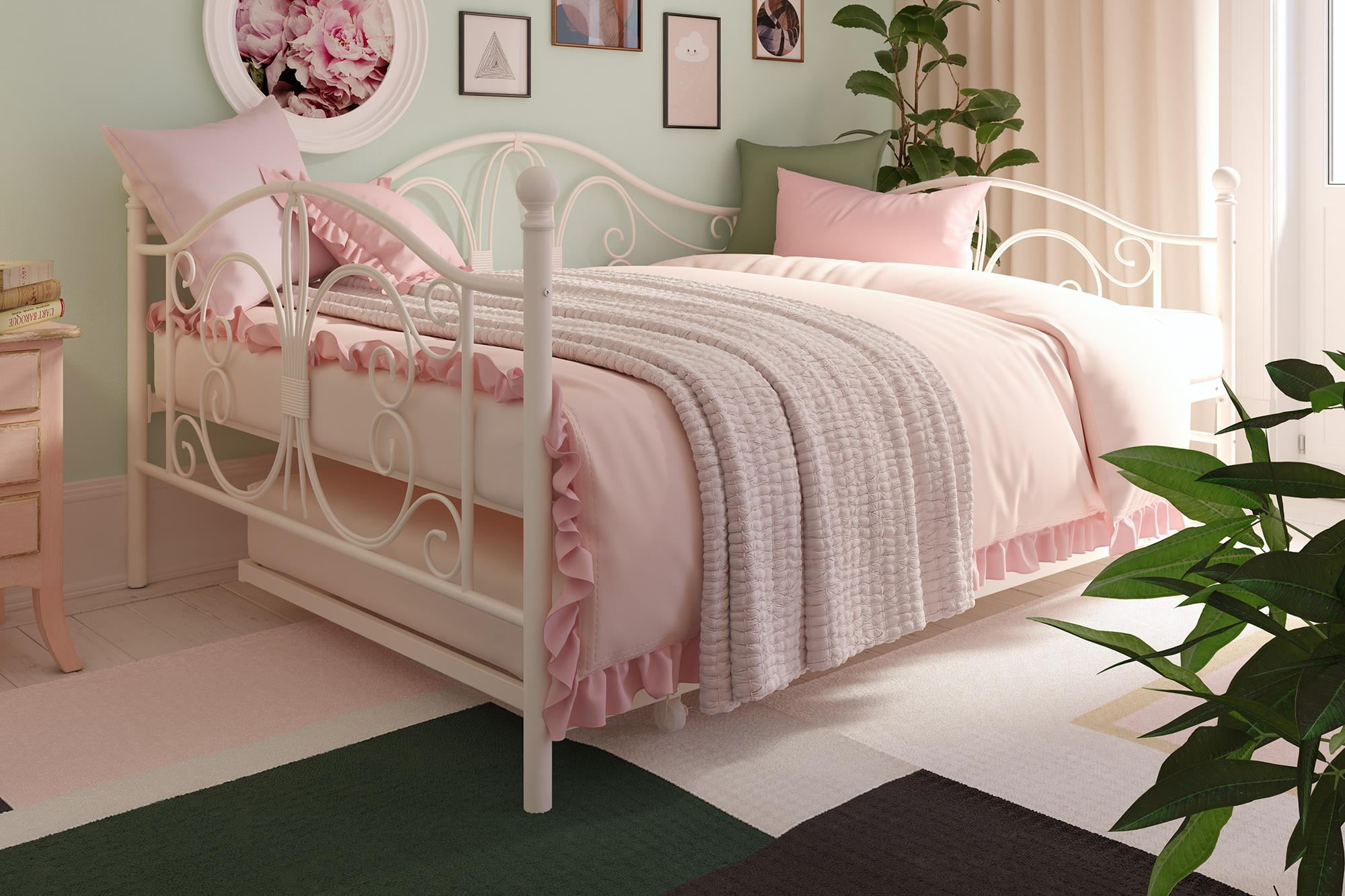 DHP Bombay Full Size Metal Daybed and Twin Size Trundle, White