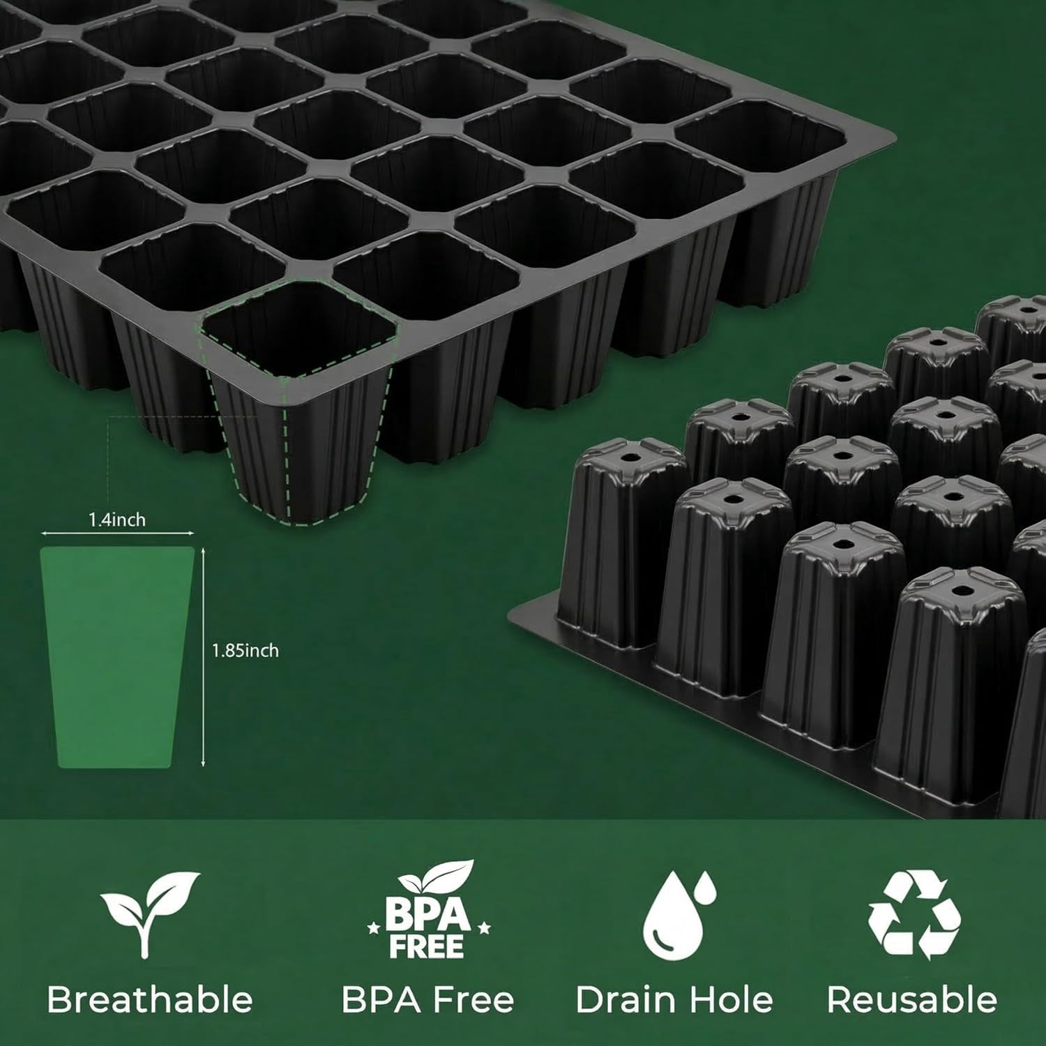 10-Pack Seed Starter Kits, Reusable Plant Germination Trays with Total 150-Cell, Seed Starter Tray with Humidity Vented Domes and Bases for Starting Vegetable Flower Herb Seeds 15" x 9"