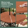 thumbnail image 5 of Round Outdoor Tablecloth with Umbrella Hole and Zipper, Burnt Orange Tablecloth with Elastic Waterproof, Minimalist Modern Solid Color Orange Patio Table Covers for 45" - 54" Picnic Pool Tables, 5 of 9